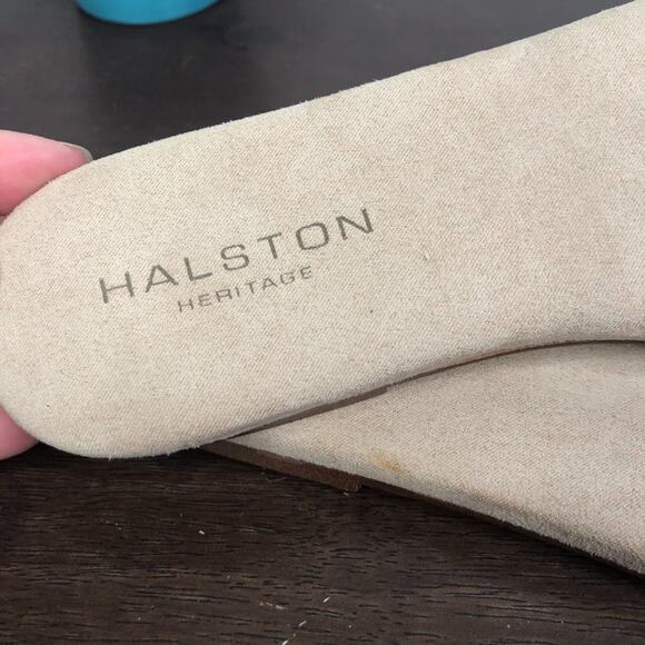 Halston Heritage Tan 'Fran' Fringe Slide Sandals Women's Size 7M - Picture 3 of 5